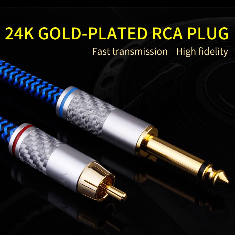 YYTCG Hifi 6.35mm to RCA Cable for Mixer Console Amplifier 1 pair High