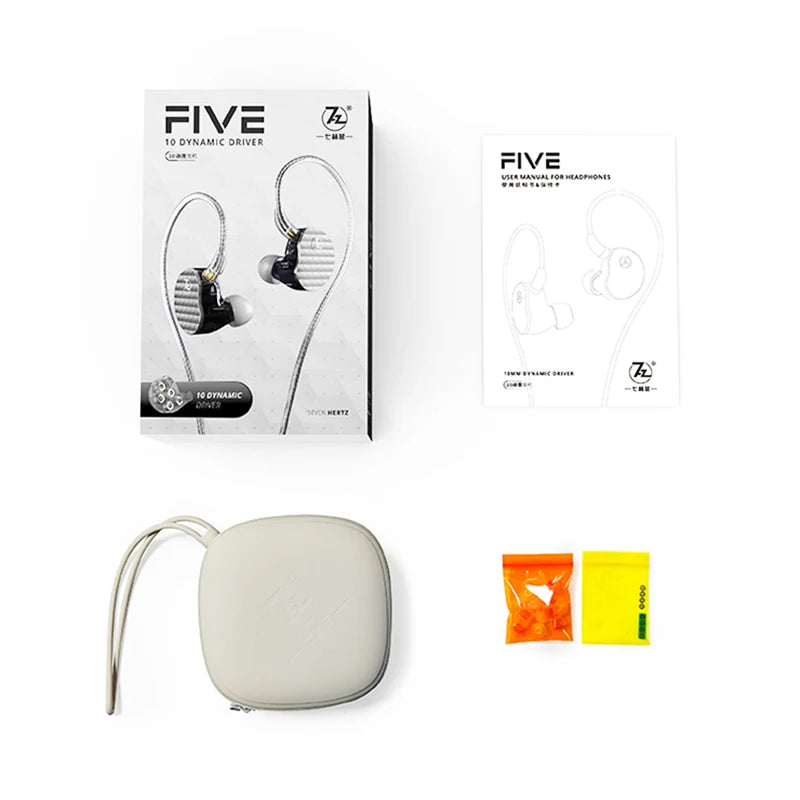 7HZ FIVE 10mm Dynamic In-Ear Headphone with 0.78 2Pin Detachable Cable