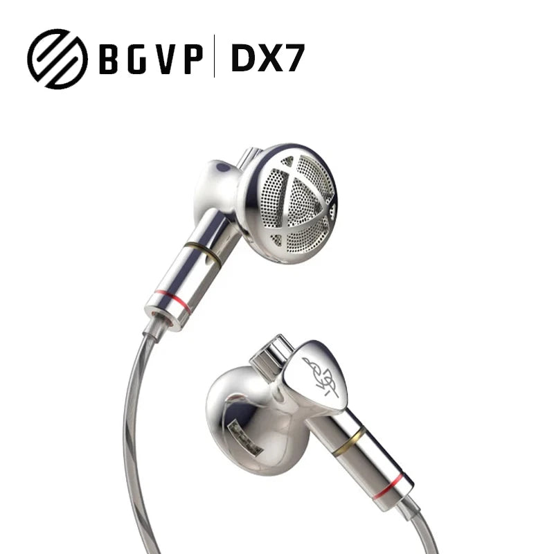 BGVP DX7 14.2mm Dynamic Driver In-Ear Headphone Flat Head Earbuds HIFI 2 in 1 Plug 3.5mm/4.4mm Replaceable MMCX Wired Earphone