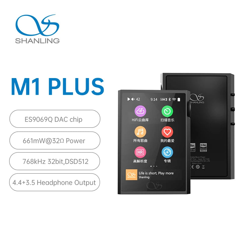 SHANLING M1 PLUS Portable Music Player MP3 ES9069Q DAC Dual SGM8262 Amplifier PCM768 DSD512 Bluetooth 5.2 LDAC WiFi DLNA Airplay