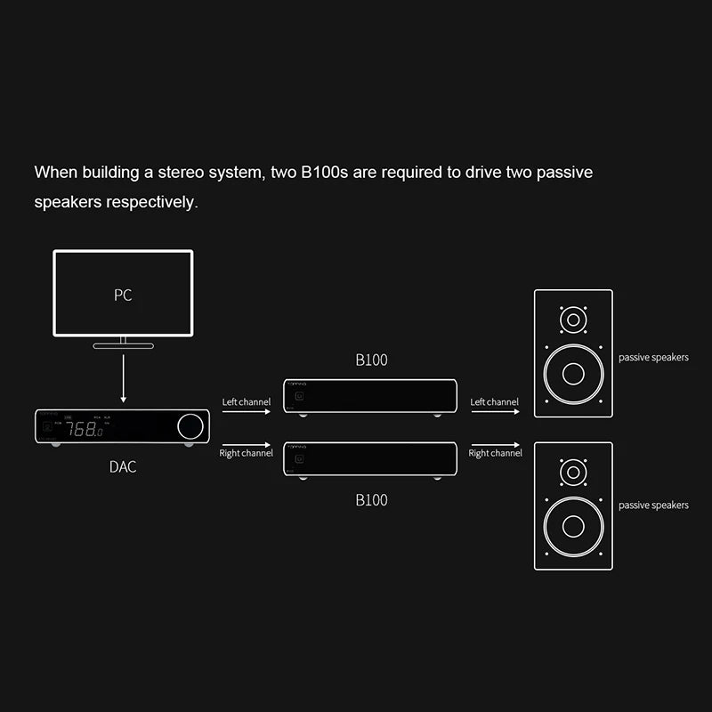 TOPPING B100 Mono Pure Power Amplifier Output Power 4Ω 100W